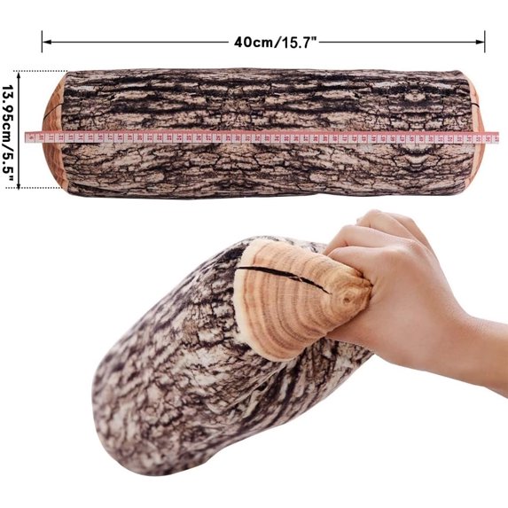 2PCS Round Pillow, Decorative Round Throw Pillow, 3D Digital Print Comfortable Kids Funny Cute Wood Log Wood Trunk Stump Cylinder Cushion for Home, Couch, Sofa, Bedroom, Living Room Decor, Trunk