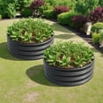 thumbnail image 1 of 2PCS Round Raised Garedn Bed,11.4” Tall Metal Raised Beds,Outdoor Garden Raised Planter Box Vegetables and Flowers,Black, 1 of 7