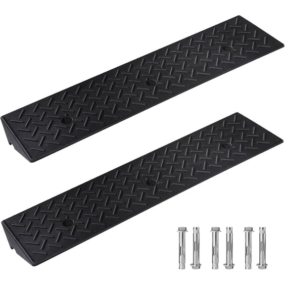 2PCS Rubber Curb Ramps for Driveway, 3 1/8" Rise Heavy Duty Car Ramp 6600 LBS Capacity 39.37"Lx 9.84"W Non-Slip Portable Shed Threshold Ramps for Doorways Sidewalk Scooters Wheelchairs Motorcycles