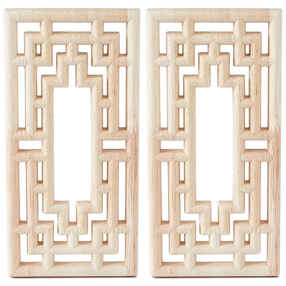 2PCS Rubber Hollow Wood Carved Onlay Applique Carving Decal Corner European Style Craft Center Flower Long Applique