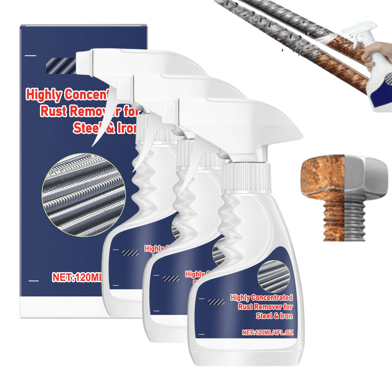 2PCS Rust Remover,Highly Concentrated Steel Rust Remover for Steel ...
