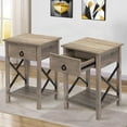 thumbnail image 1 of 2PCS Rustic Nightstand with Drawers, Farmhouse Wood Side Table with X-Shape Metal Sides, Rustic Gray End Table Furniture for Living Room Bedroom Office, 1 of 9