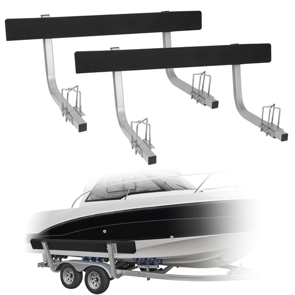2PCS Rustproof Steel Trailer Guide Ons, 60" Trailer Guides with Carpet-Padded Boards for Ski Boat Fishing Boat Sailboat Trailer, Mounting Parts Included