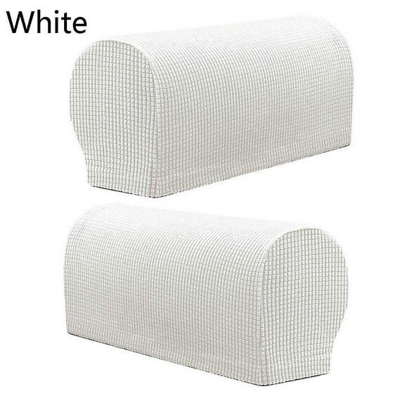 2PCS/SET Solid Stretch Stretchy Premium Fleece Sofa Armrest Covers Chair Couch Arm Protector WHITE
