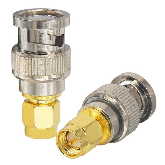 2PCS SMA Male to BNC Male RF Coax Adapter SMA to BNC Connector BNC Male to SMA Male Antenna Adapter Coax Jack Connector for SDR Ham Radio Baofeng Two Way Handheld Radio