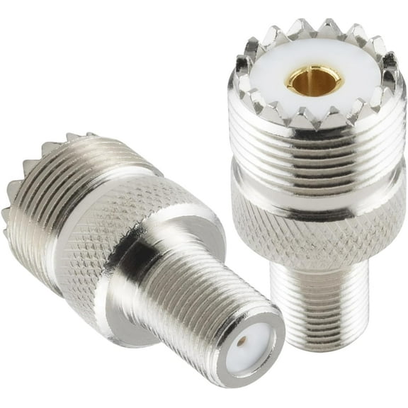 2PCS SO239 UHF Female to F Female Adapter SO-239 RF Coax Coaxial Connector UHF to F Type Connector for TV Antenna Wireless LAN Devices Wi-Fi Radios External Antenna