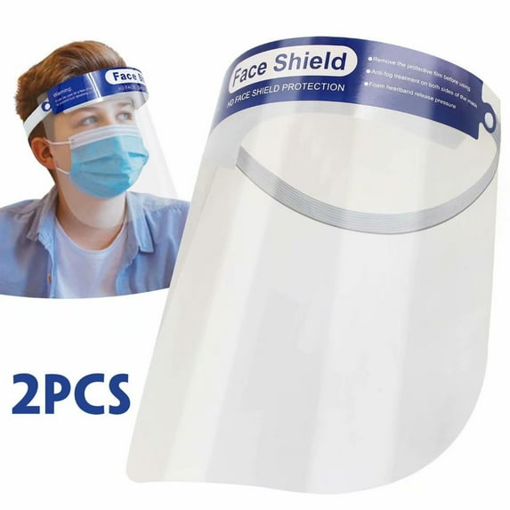 2PCS Safety Face Shields For Kids, All-Round Protection Cap with Plastic Shielding. Elastic Headband and Sponge for Comfortable Wearing. Suit for Children, Students. For School Classroom. (Blue)