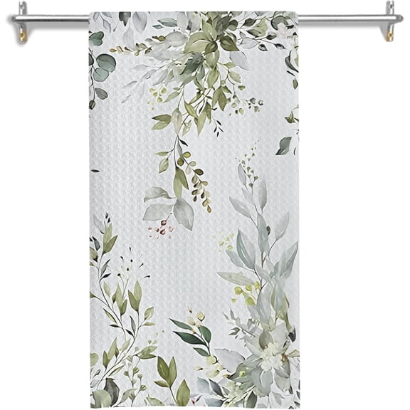 2PCS Sage Green Chinoiserie Floral Kitchen Towels, Rustic Bird Botanical Dish Tea Towels for Kitchen Decor, Grandmillennial Flower Hand Towel for Bathroom Decor, 16x24 Inches