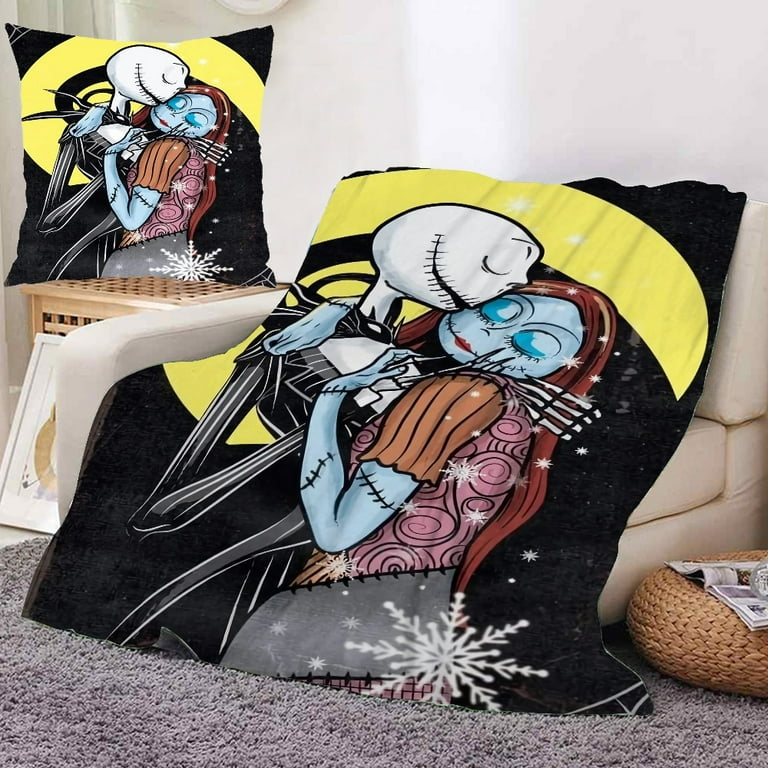 2PCS Sally Bean Throw Blanket and Pillow Cover Flannel Blankets For Soft Throws Travel Blanket Airplane Large Throw Blanket Walmart