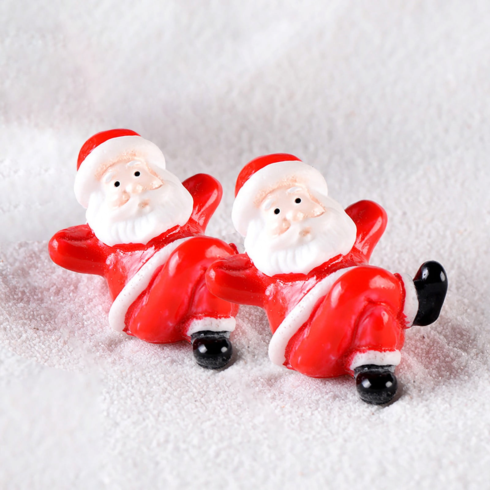2PCS Santa Snowman Micro Snow Display Resin Crafts Led Tea Lights