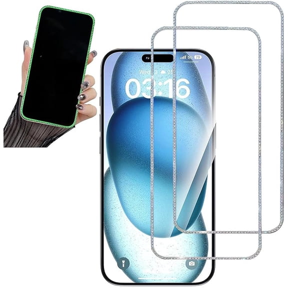 2PCS for Screen Protector suit for iPhone iPhone 16 Plus /iPhone14 ProMax/iPhone 15 Plus,Diamond Tempered Glass Suit for iPhone 14 Pro Max/iPhone 15 Plus 6.7 Inch