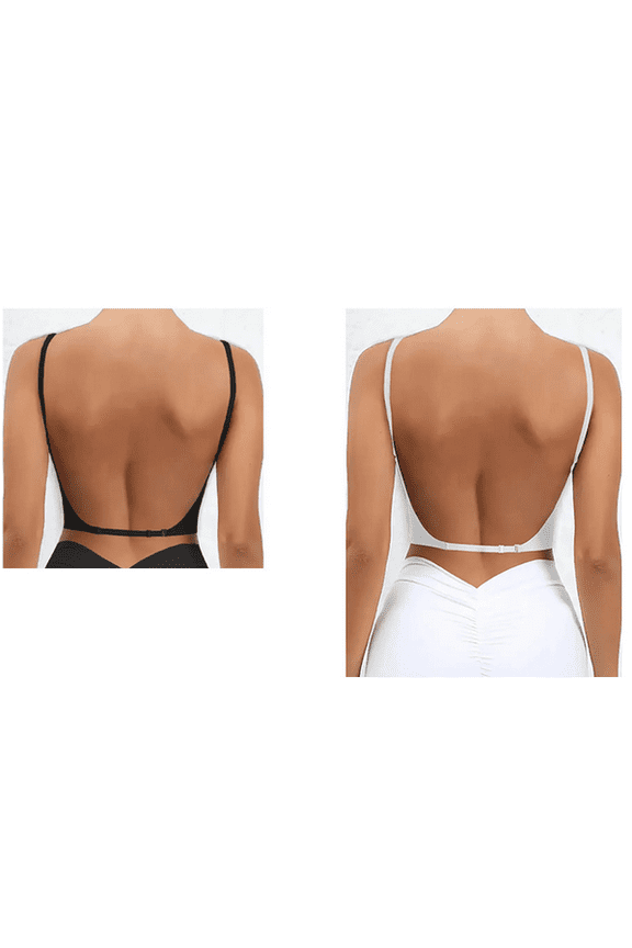 2PCS Seamless Low Back Bra Wireless Padded Bralette Thin Straps Comfort Halter Backless Cross Multiway Convertible Bras