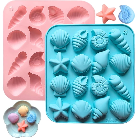 2PCS Seashell Chocolate Molds Shell Mold Ocean Theme Mold Beach Themed Candy Molds for Candy Chocolate Cake Decorations