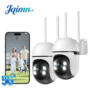 Jqimn 2PCS Security Camera Outdoor Wired, 2K Security Cameras for Home/Dome, 2.4G & 5GHz WiFi Surveillance Camera, Waterproof, Color Night Vision, Smart Alert