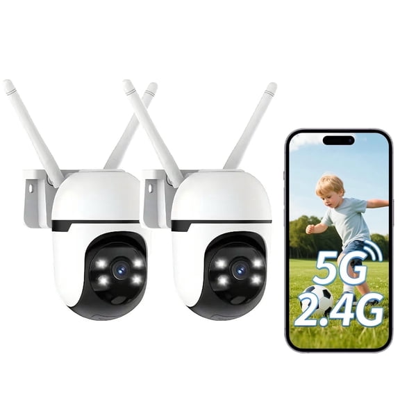 2PCS Security Camera Outdoor Wired, 2K Security Cameras for Home/Dome, 2.4G & 5GHz WiFi Surveillance Camera, Waterproof, Color Night Vision, Smart Alert