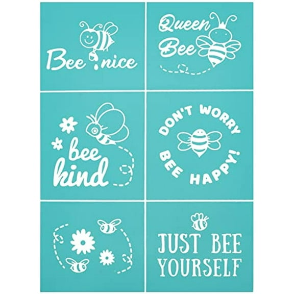 2PCS Self-Adhesive Silk Screen Printing Stencil Reusable Pattern Stencils Just Bee Yourself for Painting on Wood Fabric T-Shirt Wall and Home Decorations - 7.7X 5.5 Inch