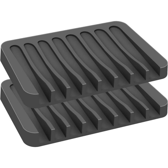 2PCS Self Draining Soap Dishes, Premium Silicone Soap Holder & Saver for Shower, Bathroom, Bath Tub, Razor, Sponges, Bar Soap Dish to Keep Soap Dry, Can Extend Soap Life, Easy Clean