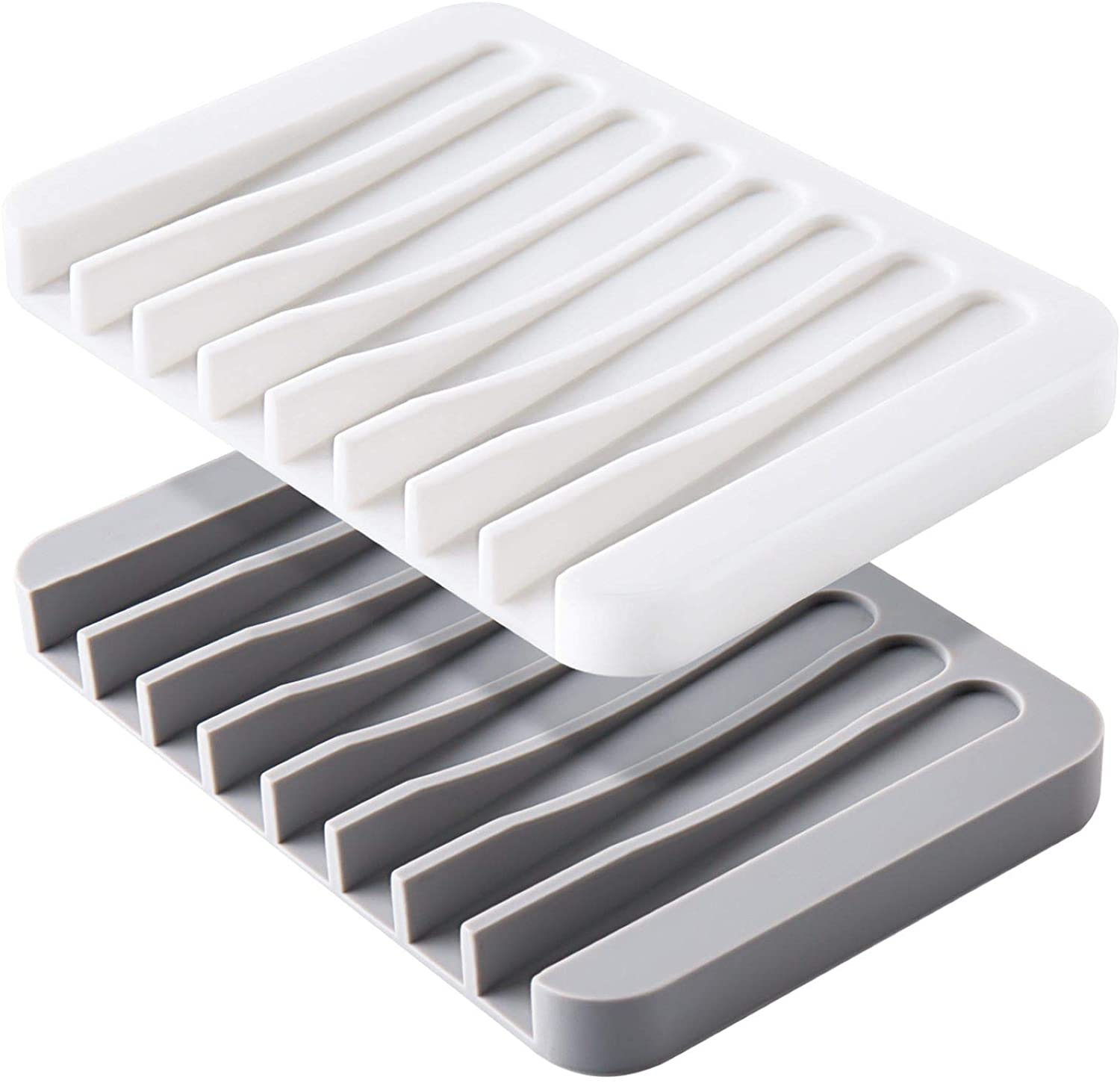 2PCS Self Draining Soap Dishes Premium Silicone Soap Holder Soap Saver for Shower Bathroom Kitchen Bath Tub Razor Sponges Easy Clean Walmart
