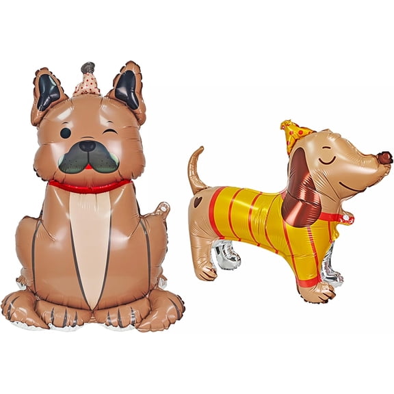 2PCS Self Standing Dog Animal Balloons Cute Pet Puppy Birthday Foil Balloon For Kids Gift Animal Dog Themed Birthday Baby Shower Pet Party Decorations Supplies
