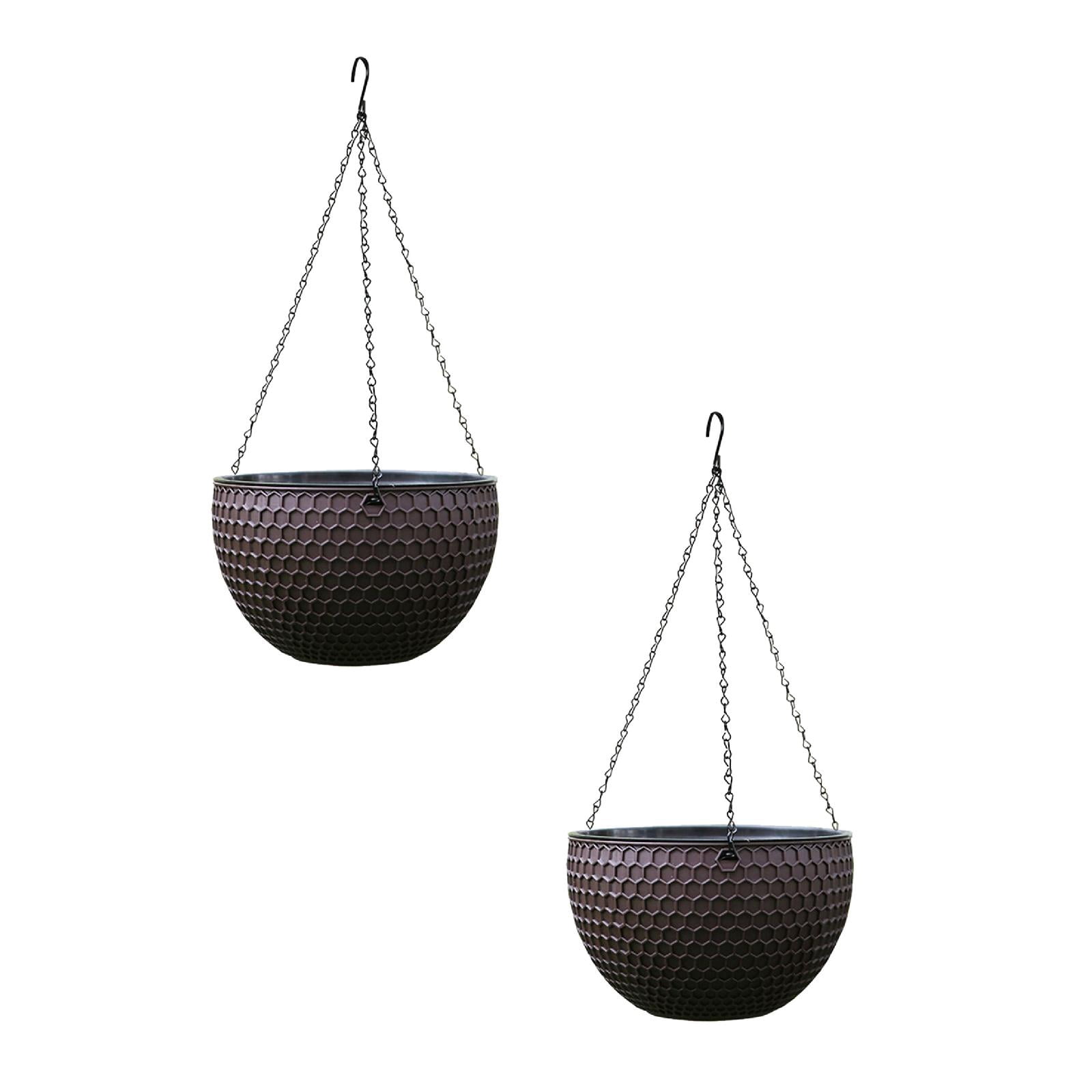2PCS Self-Watering Hanging Planters, Garden Flower Pot Container, Hanging Honeycomb Planter Pot with Drainer and Chain for Indoor Outdoor Hanging Pot
