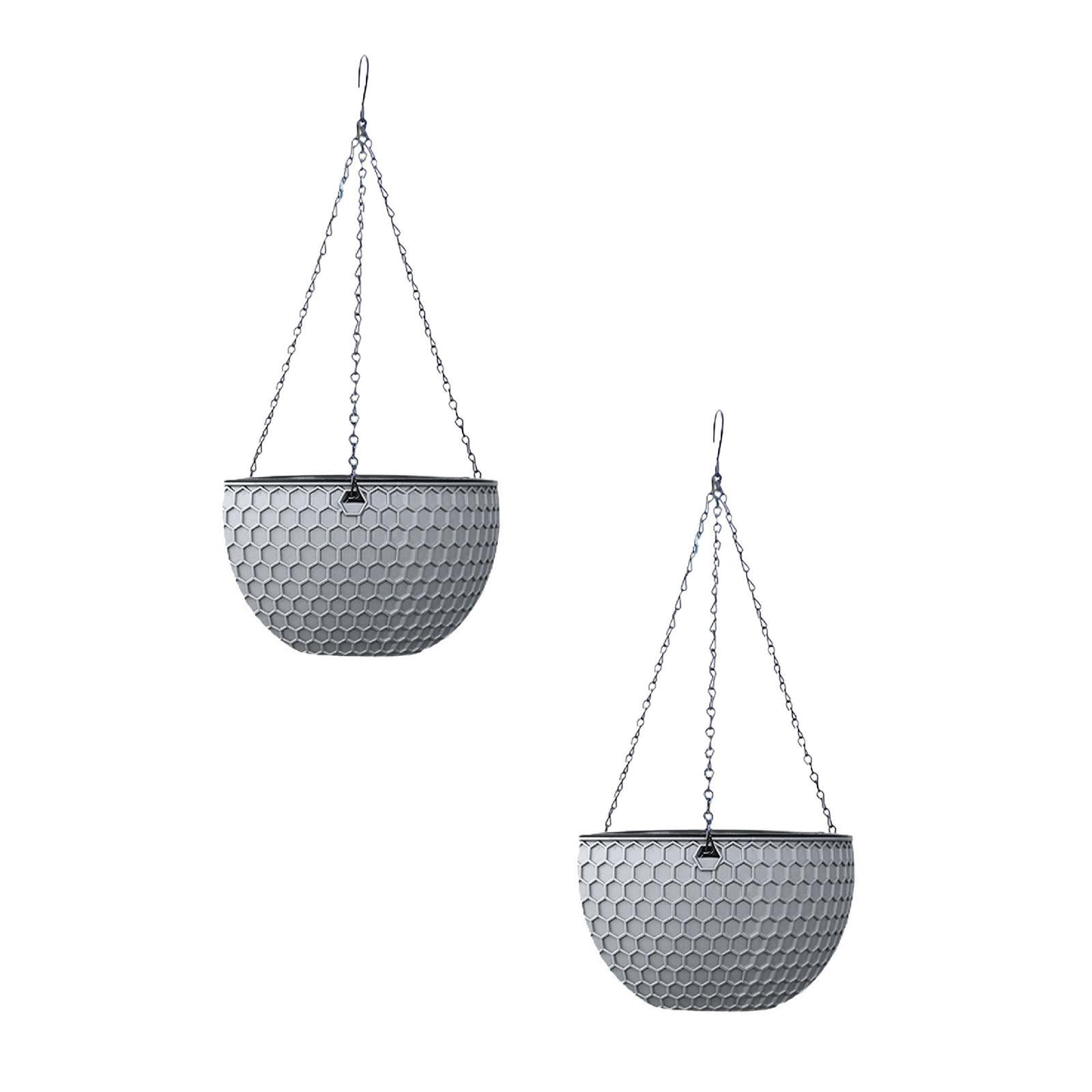 2PCS Self-Watering Hanging Planters, Garden Flower Pot Container, Hanging Honeycomb Planter Pot with Drainer and Chain for Indoor Outdoor Hanging Pot
