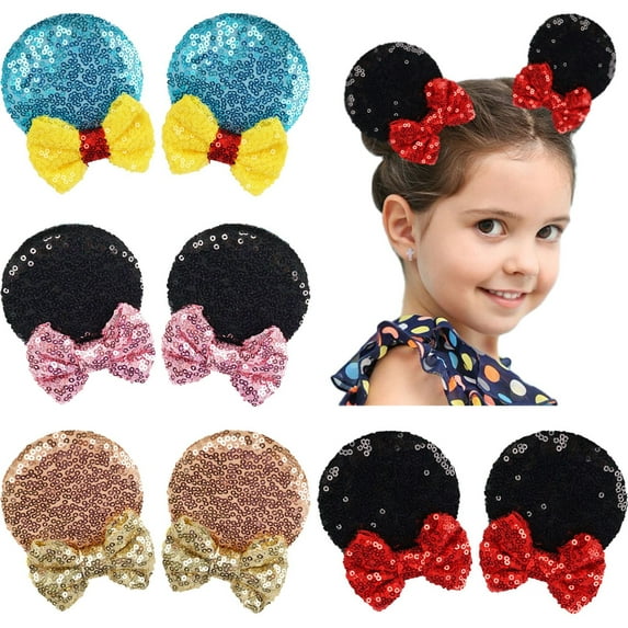 2PCS Sequin Ears Hair Clips with Alligator Clips Hair Accessories for Theme Costume Party Decoration for Toddlers Girls