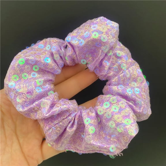 2PCS Sequins Hair Ties，Glitter Scrunchie Dream Candy Color Girl Hair Ties，Rope Hair Elastics Ponytail Holder Scrunchy Girls Hair for Unique Style Party Girls Hair Accessories Hair Curly（Black Black）