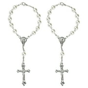 2PCS/Set Auto Car Rear View Amulet for Protection for Cross Rosary Bracelet Bead