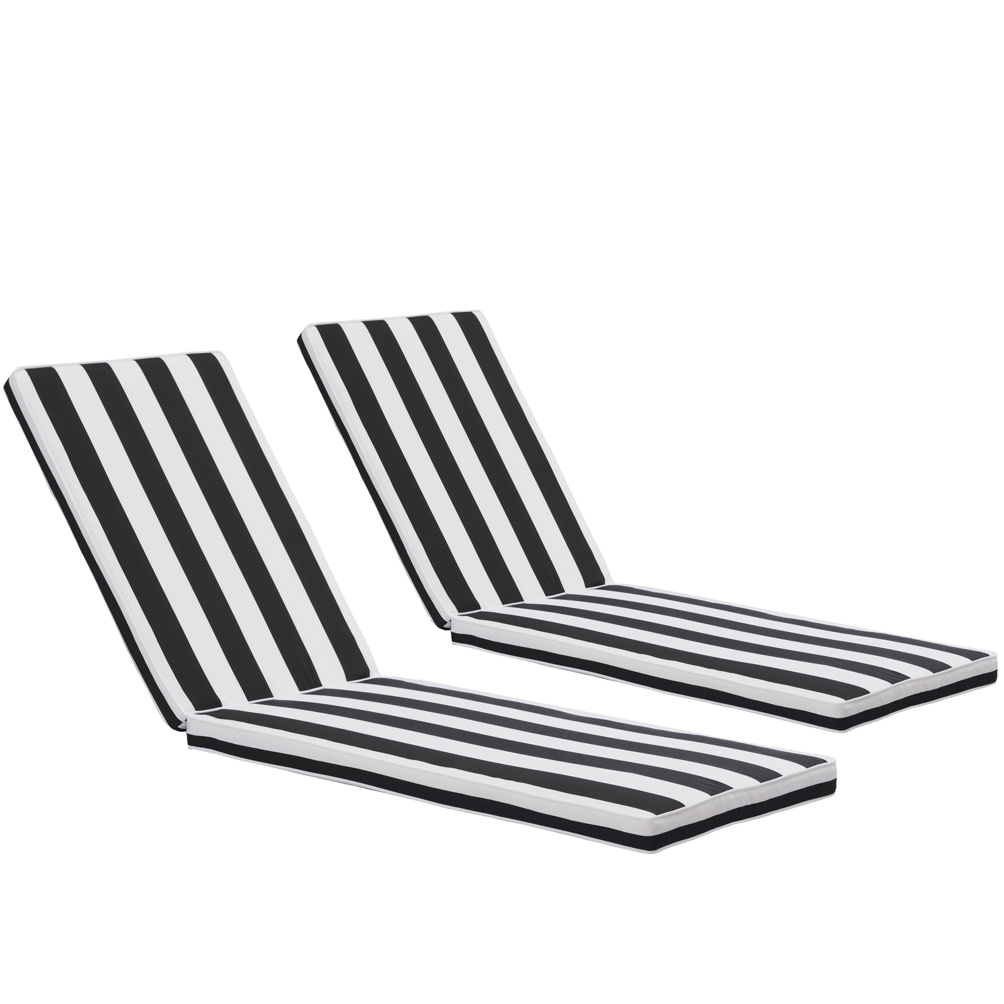 2PCS Set Chaise Lounge Cushions Outdoor with Adjustable Strip