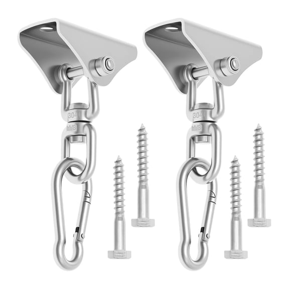 2PCS/Set Hammock Hanging Kit Suspension Hooks, 500KG Heavy Duty Swing Hangers 360 Rotate Swing Ceiling Hook For Porch Swing ,Easy to Use