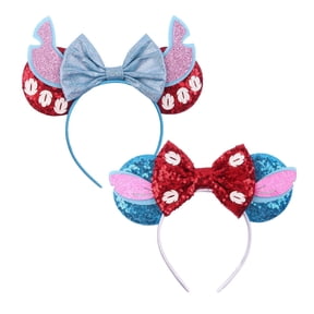 2Pcs Sparkly Bow Headbands - Glitter Sequin Ear Hairbands for Girls Women Costume & Party Accessories