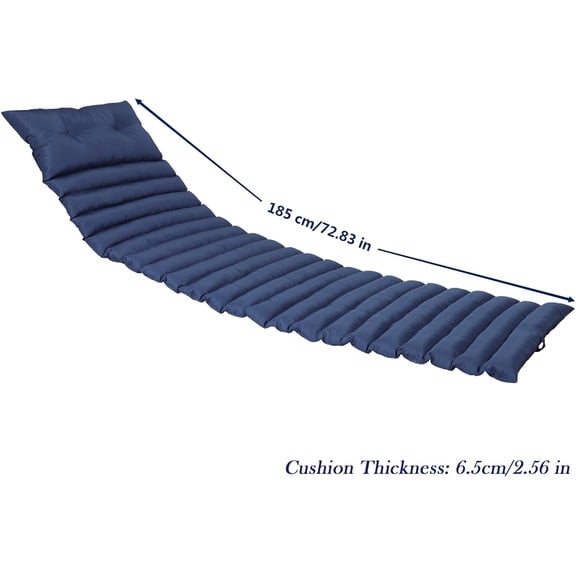 2PCS Set Outdoor Lounge Chair Cushion Replacement  Furniture Seat Cushion Chaise Lounge Cushion - Blue Solid, 185 x 60 x 6 cm