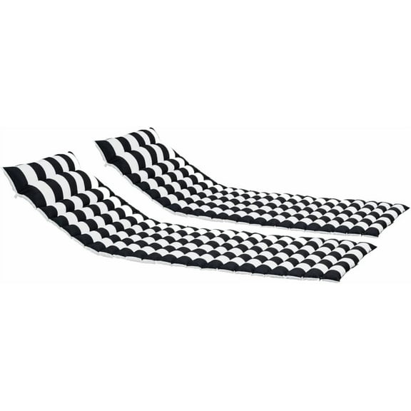 2PCS Set Outdoor Lounge Chair Cushion Replacement Patio Funiture Seat Cushion Chaise Lounge Cushion, Patio Furniture Cushions Perfect for Outdoor Indoor, Black & White