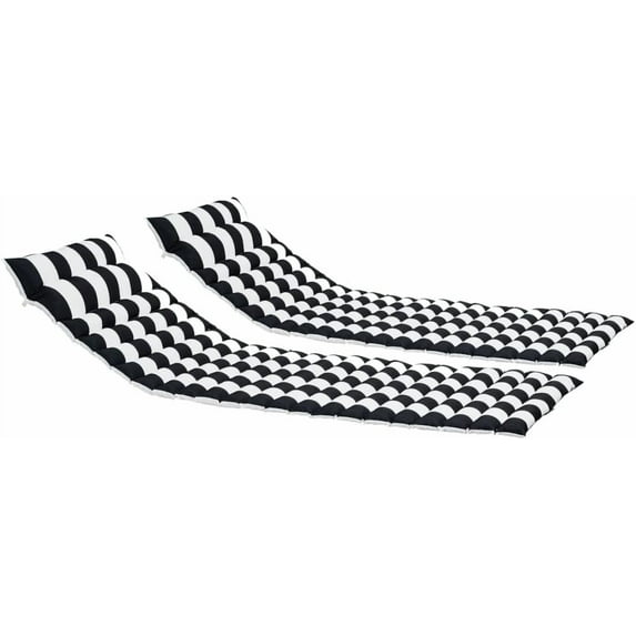 2PCS Set Outdoor Lounge Chair Cushion Replacement Patio Funiture Seat Cushion Chaise Lounge Cushion, Patio Furniture Cushions Perfect for Outdoor Indoor, Black & White