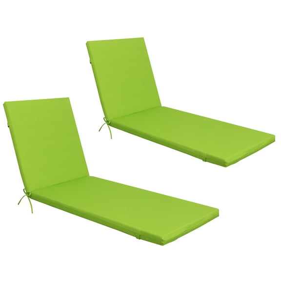 2PCS Set Outdoor Lounge Chair Cushion Replacement Patio Funiture Seat Cushion Chaise Lounge Cushion with pillow -apple green,