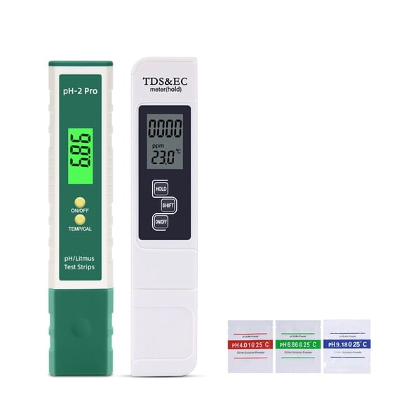 2PCS/Set Portable Digital Temperature TDS EC PH Meter Test Pen LCD Display Litmus Tester For Water Quality Purity Detector 5 In1 ,Reliable - TPH01693_X-SMALL