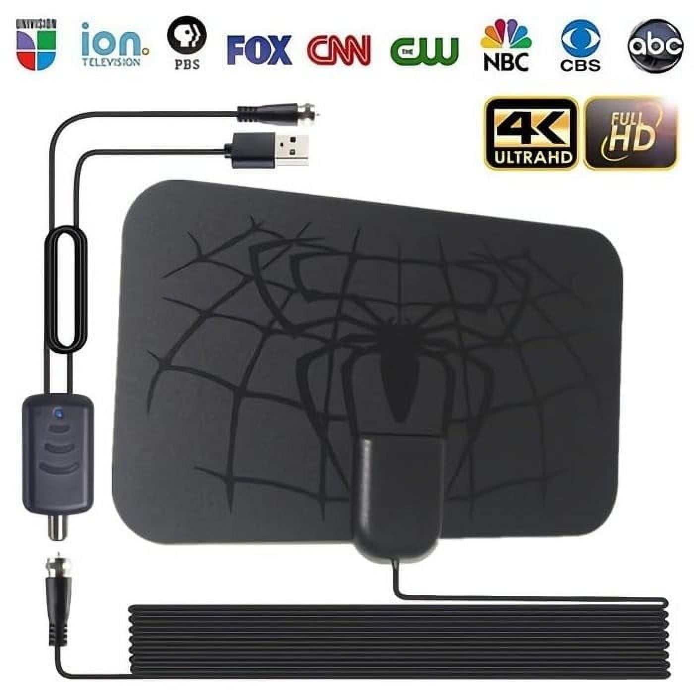 Dobrydom Indoor TV Antenna w/ Signal Booster Universal Connector, with 3600 Miles Reception Range