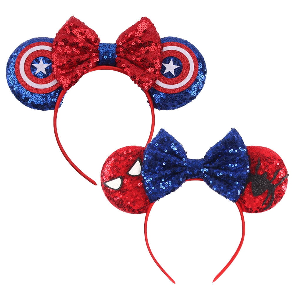  1 Pc Stitch Mouse Ears Headband & 2 Pcs Hair Bow Clips  Lilo  Stich Headbands & Hair Bow accessories Mouse Ear for Adults Women Girls  Kids Toddlers Halloween Birthday Christmas