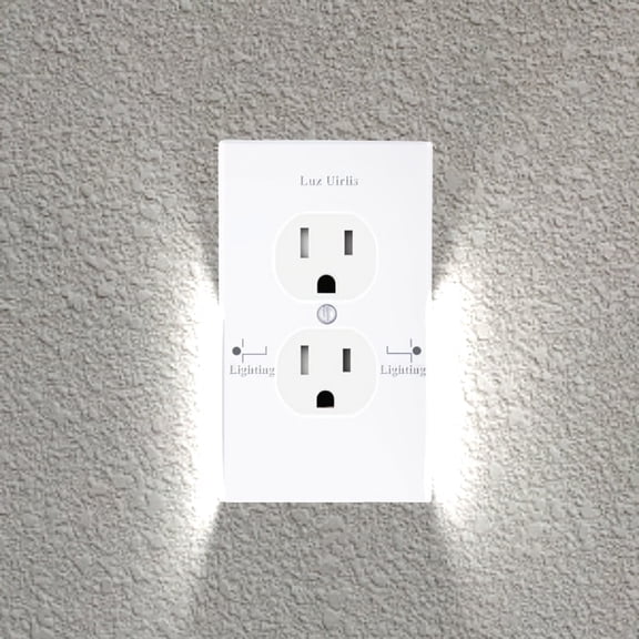 2PCS/Set Wall Outlet Plate Guide Way LED Night Light, Lighting on Wall Outlet Plate Both Sides Easy Snap On No Wire Or Battery Needed
