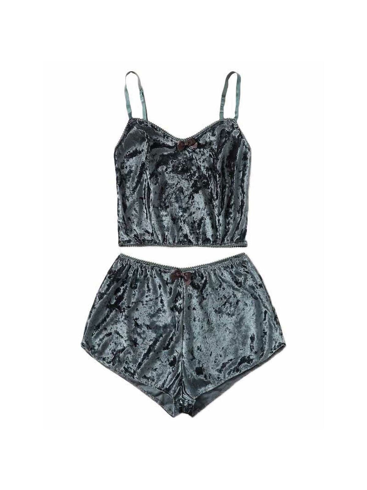 2PCS Sets Women Ladies Velvet Sleepwear Pajamas Vest Top+Short