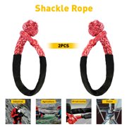 2PCS Shackle Rope Synthetic Tow Recovery Strap Breaking Strength Sailing 38000LBS