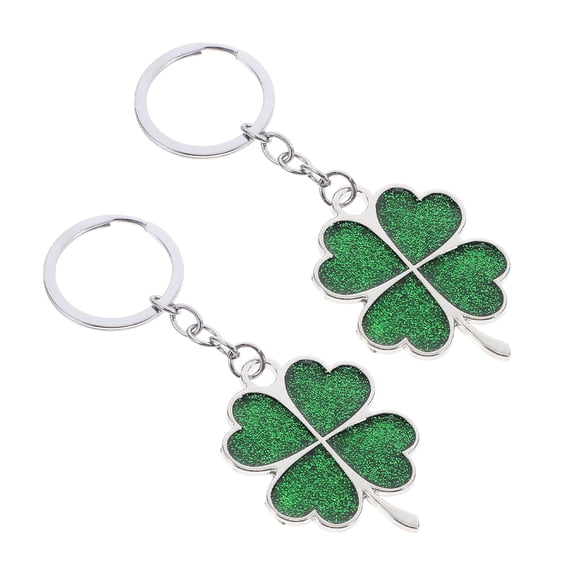 WRISTBIQUE Shamrock Keychain Green 2Pcs 4.5X1.5X0.08In