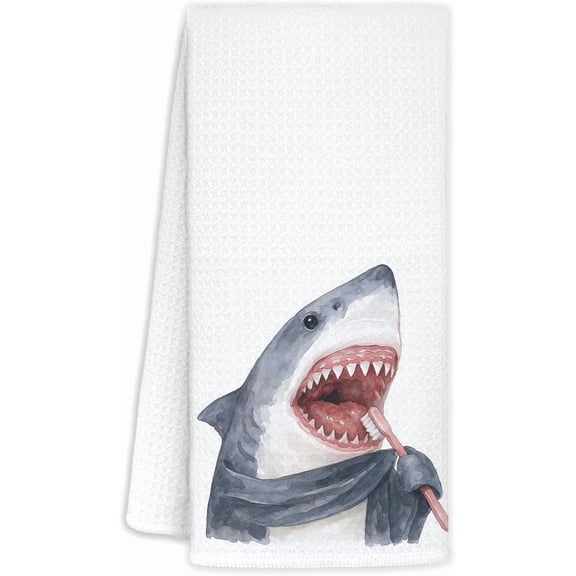 2PCS Shark Hand Towels Bathroom Decor Beach Towels Coastal Beach Bathroom Decor Funny Shark Lovers Gifts, 16x24 inch