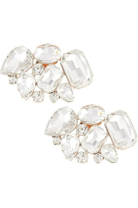 2PCS Shoe Clips 1.5x2.5 inch Irregular Rhinestone Wedding Shoe Clips Shoe Clips Buckles Metal Shoe Clips for DIY Craft Wedding Party Bags Jewelry Hardware Accessoriess Decoration DIY