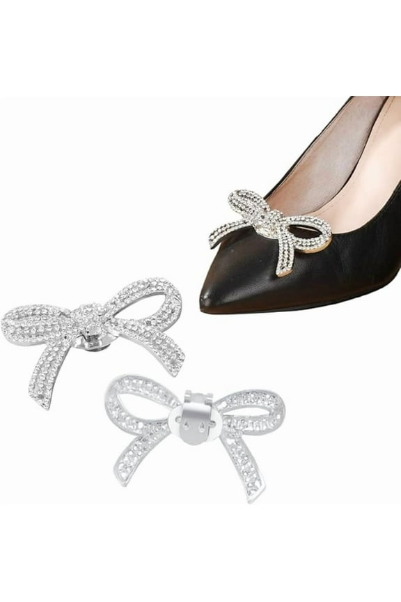 2PCS Shoe Clips for Women Dress Shoes Elegant Rhinestone Shoe Accessories, Crystal Shoe Decoration Detachable Shoe Buckles Wedding Party,Style 1