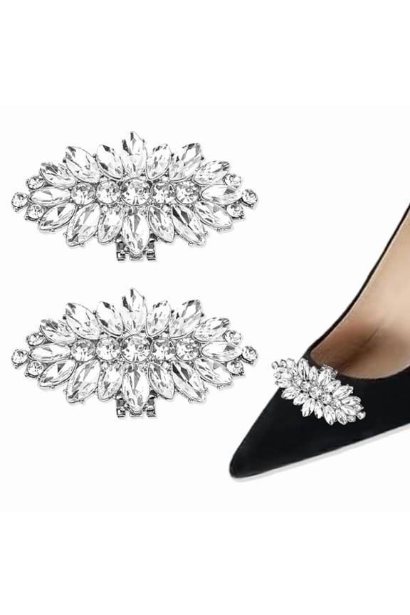 2PCS Shoe Clips for Women Dress Shoes Elegant Rhinestone Shoe Accessories, Crystal Shoe Decoration Detachable Shoe Buckles Wedding Party,Style 5