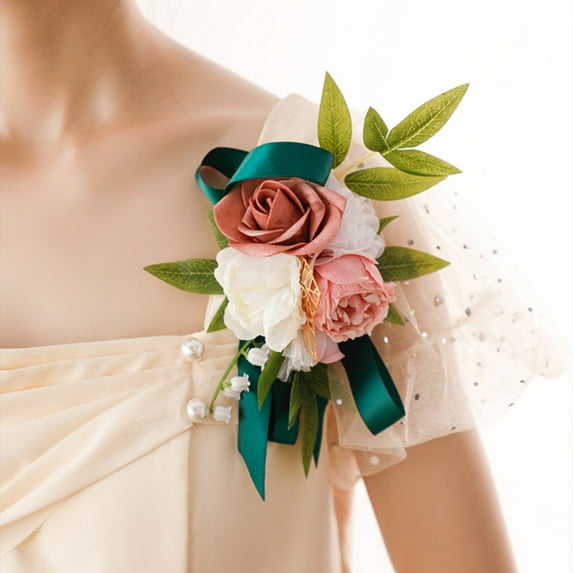 2PCS Shoulder Corsages Wedding Flowers, Mother of The Bride Corsage for Wedding Ceremony Anniversary Prom Dinner Party