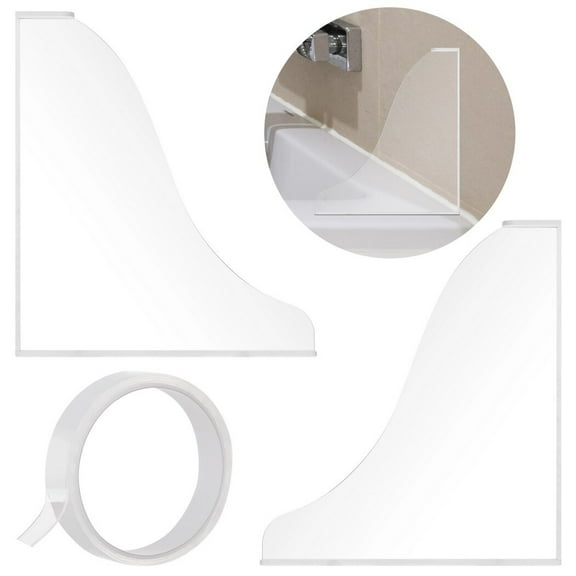 2PCS Shower Splash Guards, Removable Bathtub Water Splash Guards, Acrylic Tub Corner Guard Boards, Clear Home Bathtub Guards with Adhesive Tape