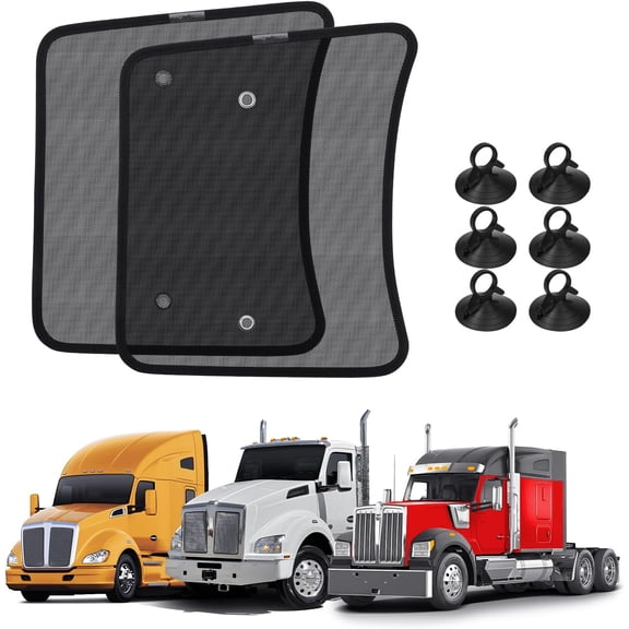 2PCS Side Window Sun Shade for Semi Truck, 20x16.9 inch Side Window Shade for Kenworth T680 / T880 / W990 (All Years),Sunshade with Suction Cup,Glare Shield UV Protection