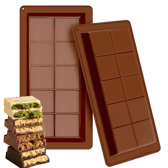 2PCS Silicon Deep Chocolate Bar Moulds, big and thick chocolate bar moulds, reusable, for DIY baking candy silicone ice cube making